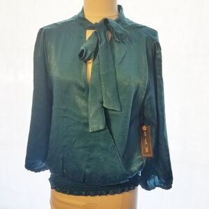 3/$15 Silky Long- Sleeved Blouse NWT